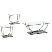  Coaster Furniture Danville 704988-S3 3-piece Glass Top Coffee and End Table Set - Chrome IMAGE 1