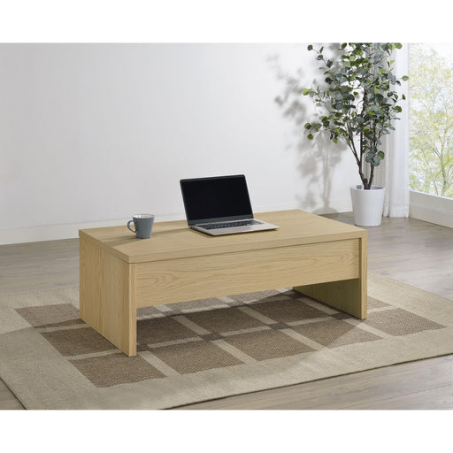  Coaster Furniture Canoga 706348 Engineered Wood Lift Top Coffee Table - Light Oak IMAGE 2