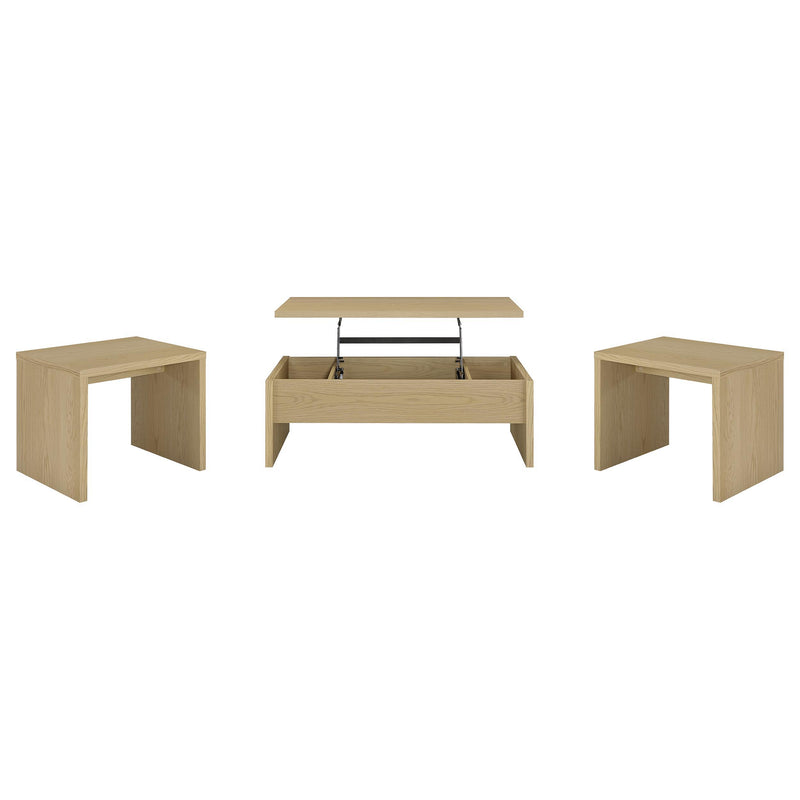 Coaster Furniture Canoga 706348-S3 3-piece Lift Top Cocktail Coffee Table Set - Light Oak IMAGE 1