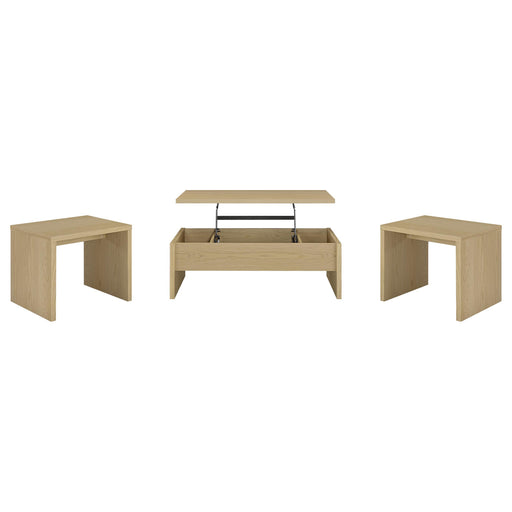  Coaster Furniture Canoga 706348-S3 3-piece Lift Top Cocktail Coffee Table Set - Light Oak IMAGE 1