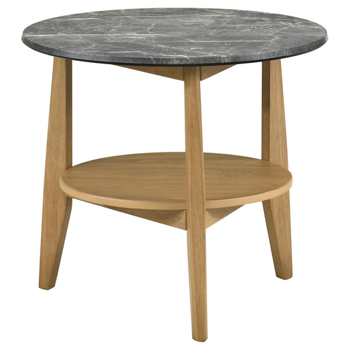  Coaster Furniture Bradley 706447 Round SmartTop Side Table - Grey/Natural IMAGE 1
