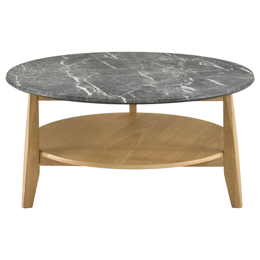  Coaster Furniture Bradley 706448 Round SmartTop Coffee Table - Grey/Natural IMAGE 2
