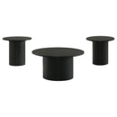  Coaster Furniture Hamlyn 706508-S3 3-piece Round Fluted Coffee and End Table Set - Black IMAGE 1