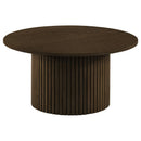  Coaster Furniture Hamlyn 706518-S2 2-piece Round Fluted Coffee and End Table Set - Walnut IMAGE 5