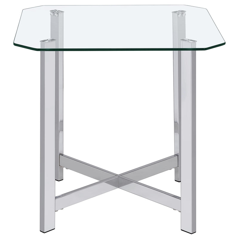  Coaster Furniture Cronin 706567 Square Tempered Glass Top End Table - Chrome IMAGE 1