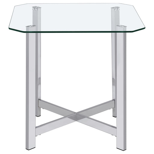  Coaster Furniture Cronin 706567 Square Tempered Glass Top End Table - Chrome IMAGE 1