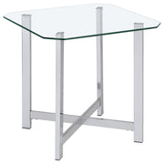  Coaster Furniture Cronin 706567 Square Tempered Glass Top End Table - Chrome IMAGE 2