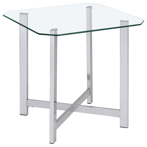  Coaster Furniture Cronin 706567 Square Tempered Glass Top End Table - Chrome IMAGE 2