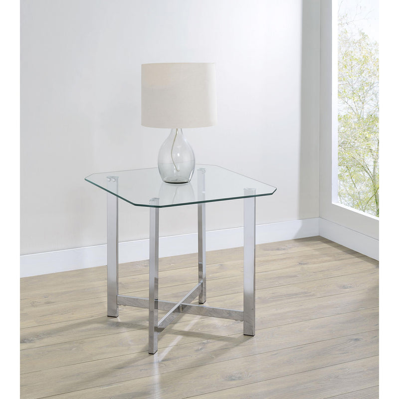  Coaster Furniture Cronin 706567 Square Tempered Glass Top End Table - Chrome IMAGE 4