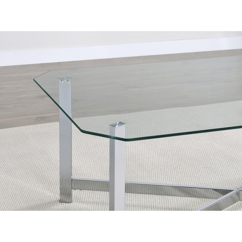  Coaster Furniture Cronin 706568 Rectangular Tempered Glass Top Coffee Table - Chrome IMAGE 3