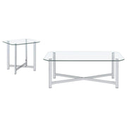  Coaster Furniture Cronin 706568-S2 2-piece Tempered Glass Top Coffee Table Set - Chrome IMAGE 1