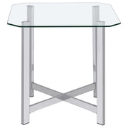  Coaster Furniture Cronin 706568-S2 2-piece Tempered Glass Top Coffee Table Set - Chrome IMAGE 3