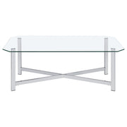 Coaster Furniture Cronin 706568-S3 3-piece Tempered Glass Top Coffee Table Set - Chrome IMAGE 4