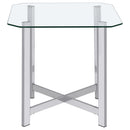 Coaster Furniture Cronin 706568-S3 3-piece Tempered Glass Top Coffee Table Set - Chrome IMAGE 5