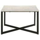  Coaster Furniture Tobin 707698-S2 2-piece Marble Top Coffee and End Table Set - White IMAGE 5