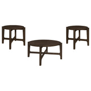  Coaster Furniture Cota 708288-S3 3-piece Solid Wood Coffee and End Table Set - Dark Brown IMAGE 1
