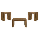  Coaster Furniture Odilia 708418-S3 3-piece Solid Wood Coffee and End Table Set - Auburn IMAGE 1