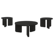  Coaster Furniture Cordova 709678-S3 3-piece Solid Wood Coffee and End Table Set - Black IMAGE 1