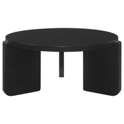  Coaster Furniture Cordova 709678-S3 3-piece Solid Wood Coffee and End Table Set - Black IMAGE 4