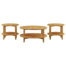  Coaster Furniture Camillo 709698-S3 3-piece Round Coffee and End Table Set - Maple IMAGE 1