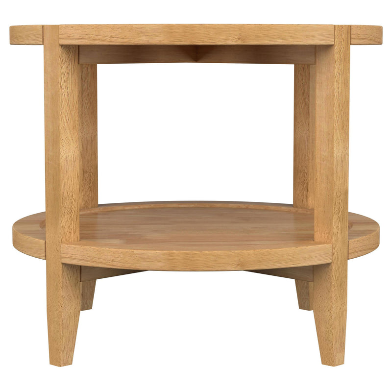  Coaster Furniture Camillo 709698-S3 3-piece Round Coffee and End Table Set - Maple IMAGE 3
