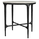  Coaster Furniture Hermas 710737 Round Genuine Marble Top Metal Side Table - White IMAGE 4
