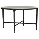  Coaster Furniture Hermas 710738 Round Genuine Marble Top Metal Coffee Table - White IMAGE 3