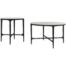  Coaster Furniture Hermas 710738-S2 2-piece Round Marble Coffee and End Table Set - White IMAGE 2