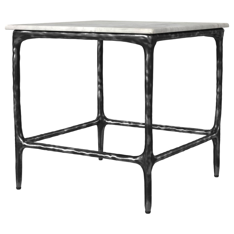  Coaster Furniture Ebby 710747 Square Genuine Marble Top Metal End Table - White IMAGE 4