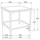  Coaster Furniture Ebby 710747 Square Genuine Marble Top Metal End Table - White IMAGE 7