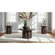  Coaster Furniture Cayenne 710778-S3 3-piece Solid Mango Wood Coffee Table Set - Walnut IMAGE 2