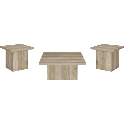  Coaster Furniture Devar 710878-S3 3-piece Square Coffee End Table Set - Distressed Pine IMAGE 1
