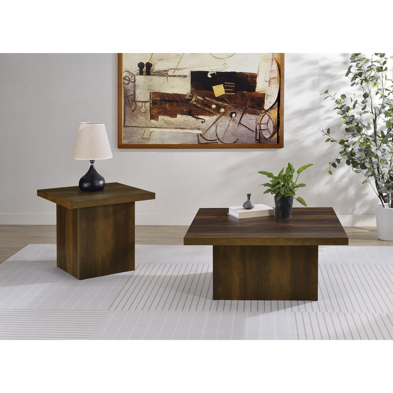  Coaster Furniture Devar 710888-S2 2-piece Square Coffee and End Table Set - Dark Pine IMAGE 2