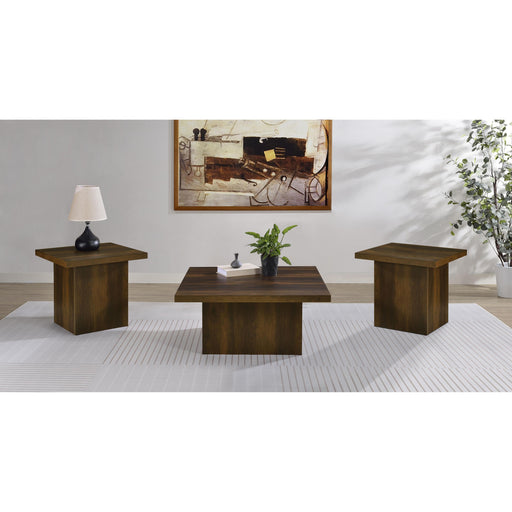  Coaster Furniture Devar 710888-S3 3-piece Square Coffee and End Table Set - Dark Pine IMAGE 2