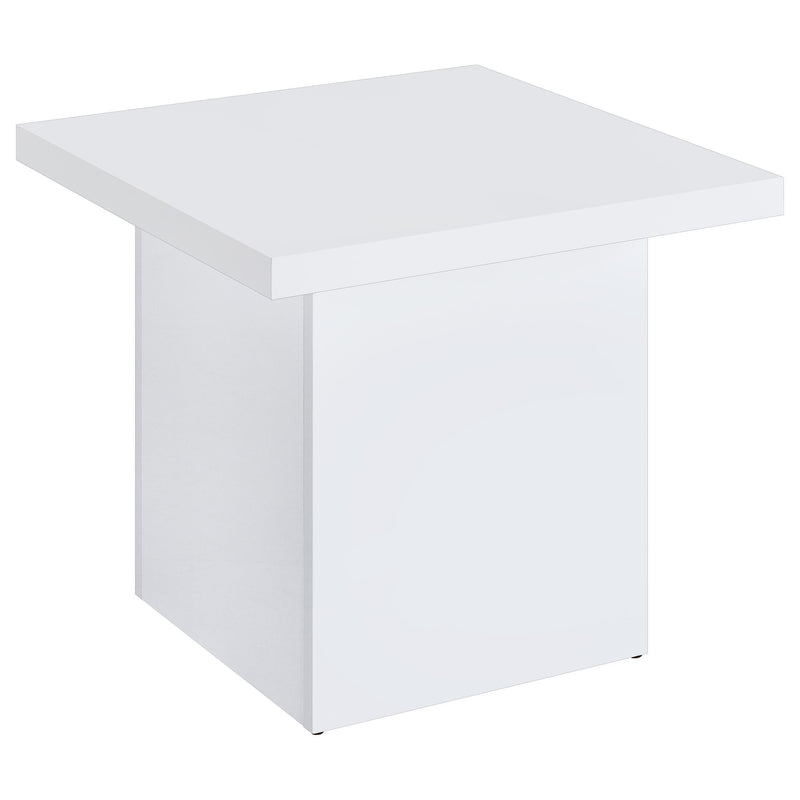  Coaster Furniture Devar 710897 Square Engineered Wood End Table - White High Gloss IMAGE 1