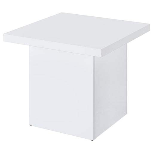  Coaster Furniture Devar 710897 Square Engineered Wood End Table - White High Gloss IMAGE 2