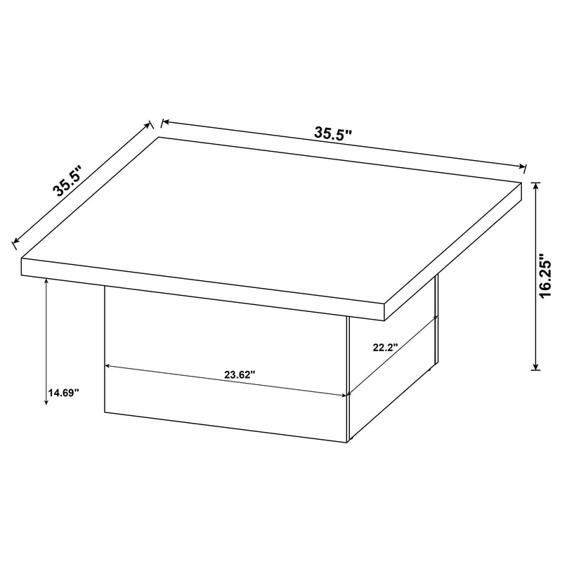  Coaster Furniture Devar 710898 Square Engineered Wood Coffee Table - White High Gloss IMAGE 5