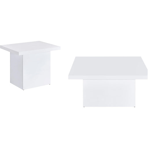  Coaster Furniture Devar 710898-S2 2-piece Square Coffee End Table Set - White High Gloss IMAGE 1