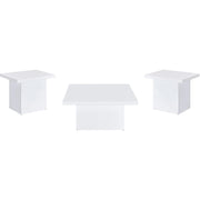  Coaster Furniture Devar 710898-S3 3-piece Square Coffee End Table Set - White High Gloss IMAGE 1