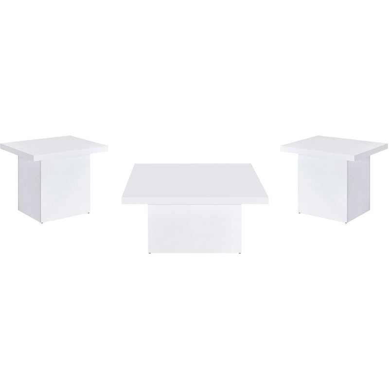  Coaster Furniture Devar 710898-S3 3-piece Square Coffee End Table Set - White High Gloss IMAGE 1