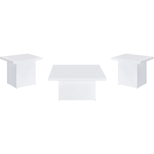 Coaster Furniture Devar 710898-S3 3-piece Square Coffee End Table Set - White High Gloss IMAGE 1