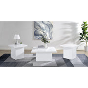  Coaster Furniture Devar 710898-S3 3-piece Square Coffee End Table Set - White High Gloss IMAGE 2