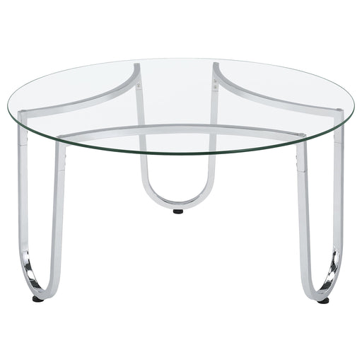  Coaster Furniture Beller 710908 Round Tempered Glass Top Coffee Table - Chrome IMAGE 1