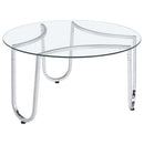  Coaster Furniture Beller 710908-S2 2-piece Round Tempered Glass Top Coffee Table Set - Chrome IMAGE 7