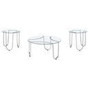 Coaster Furniture Beller 710908-S3 3-piece Round Tempered Glass Top Coffee Table Set - Chrome IMAGE 1