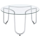  Coaster Furniture Beller 710908-S3 3-piece Round Tempered Glass Top Coffee Table Set - Chrome IMAGE 5