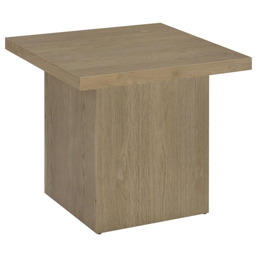  Coaster Furniture Devar 710917 Square Engineered Wood End Table - Latte IMAGE 1