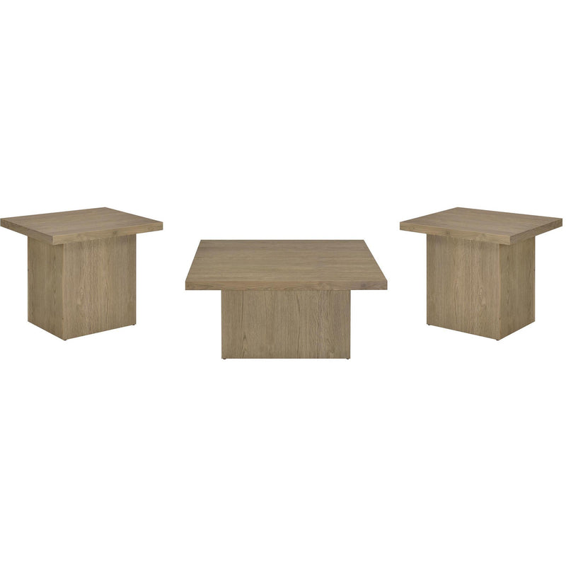 Coaster Furniture Devar 710918-S3 3-piece Square Cocktail Coffee End Table Set - Latte IMAGE 1