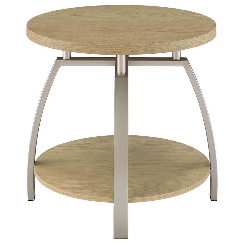  Coaster Furniture Dacre 720317 Round Engineered Wood Top End Table - Greige IMAGE 1