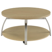  Coaster Furniture Dacre 720318 Round Engineered Wood Top Coffee Table - Greige IMAGE 1